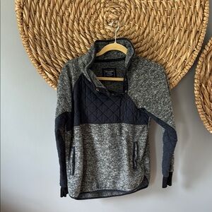 Abercrombie & Fitch Gray and Black Sweatshirt with Quilted Detailing